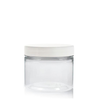 Pot en PET 50 ml transparent avec couvercle blanc