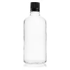 Flacon verre transparent 100 ml avec bouchon Bouchage (DIN18) : Noir avec Bague Jointée Inviolable