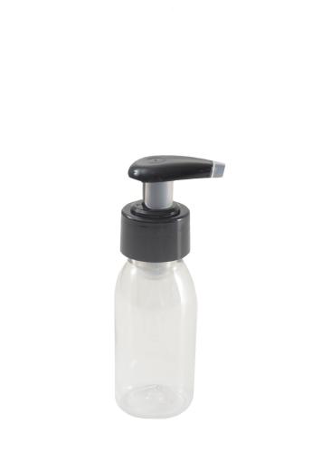 Flacon PET 125 ml transparent avec pompe crème noire