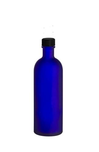 Flacon PET bleu 200 ml avec bouchon noir