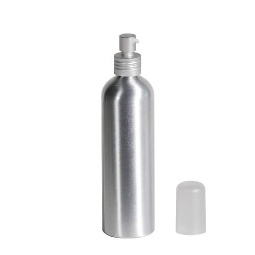 Flacon aluminium 250 ml argenté avec spray crème - au comptoir des flacons