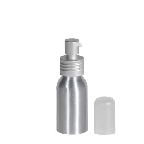 Flacon aluminium 50 ml argenté avec spray crème - au comptoir des flacons
