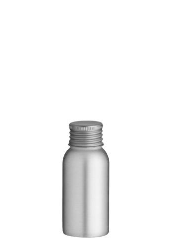 Flacon aluminium 50 ml avec bouchon aluminium - au comptoir des flacons
