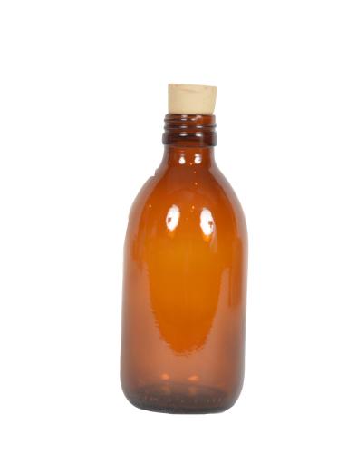 Flacon en verre ambré 250 ml avec bouchon liège