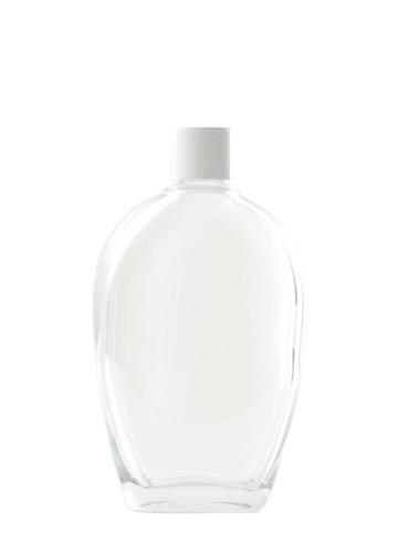 Flacon ovale en verre transparent 50 ml avec bouchon blanc