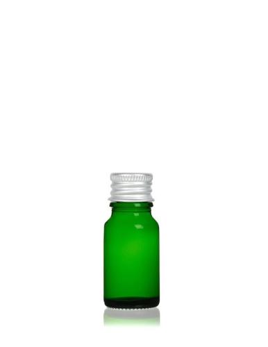 Flacon verre vert 10 ml avec bouchon aluminium