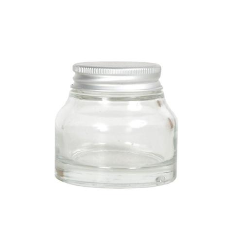 Pot en verre transparent 50 ml avec couvercle aluminium