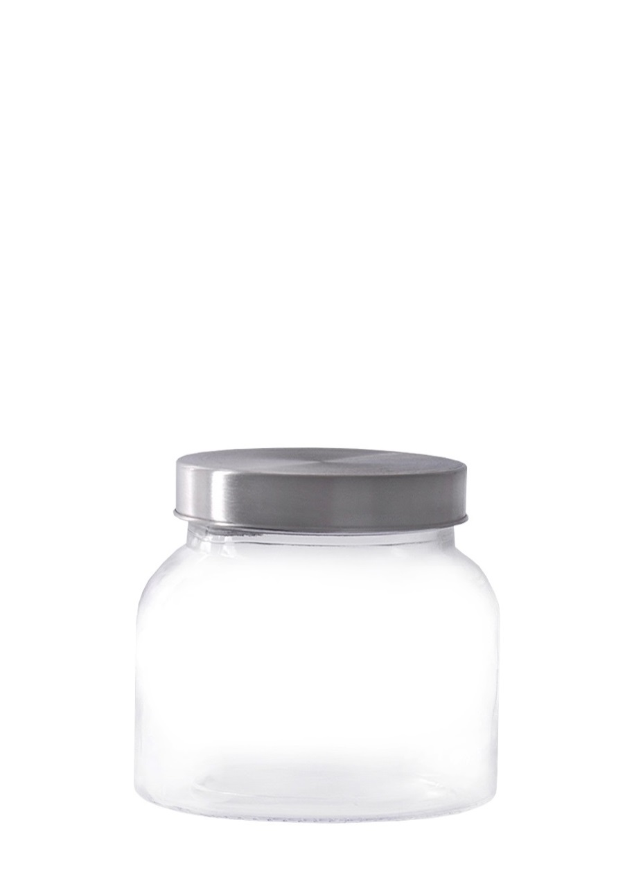 Bocal en verre transparent avec couvercle à visser inox 600 ml