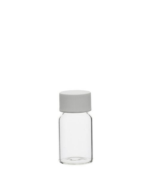 Fiole verre transparent 13 ml avec bouchon blanc