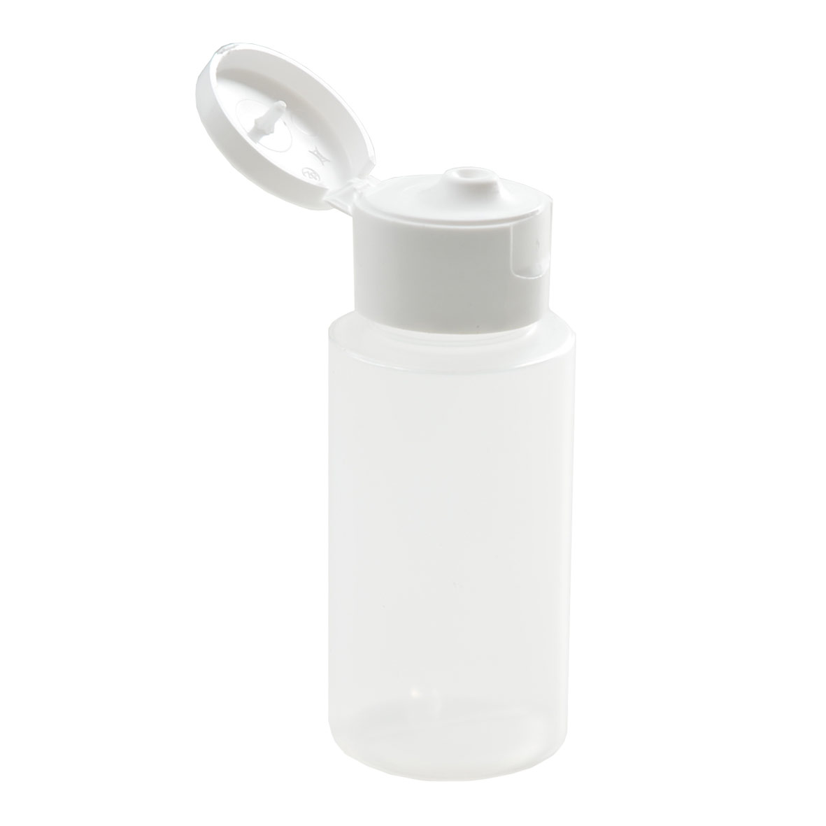 Bouteille plastique 35 ml transparente graduée avec capsule blanche disk  top – pack de 24 pièces