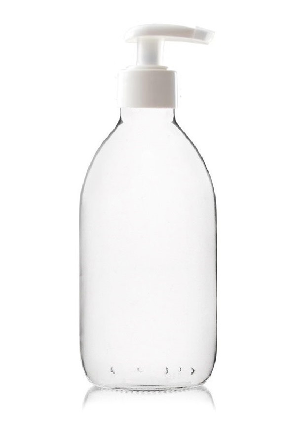 Flacon verre transparent 1000 ml avec pompe crème