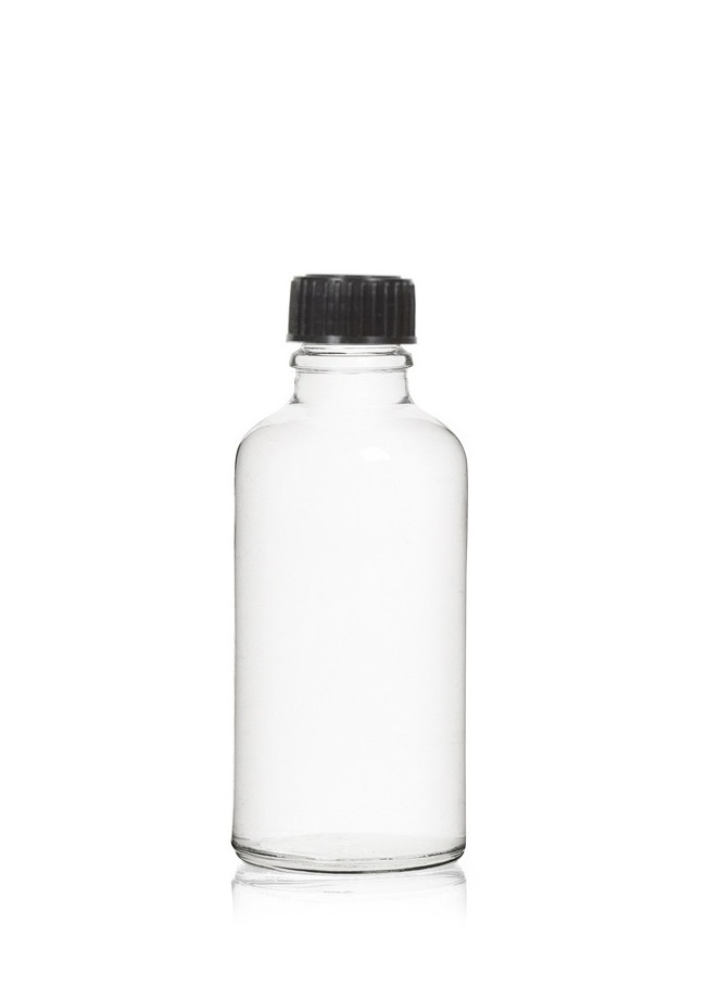 Flacon en verre de 50 ml avec spray ou bouchon en aluminium. Disponible en  différentes tailles.