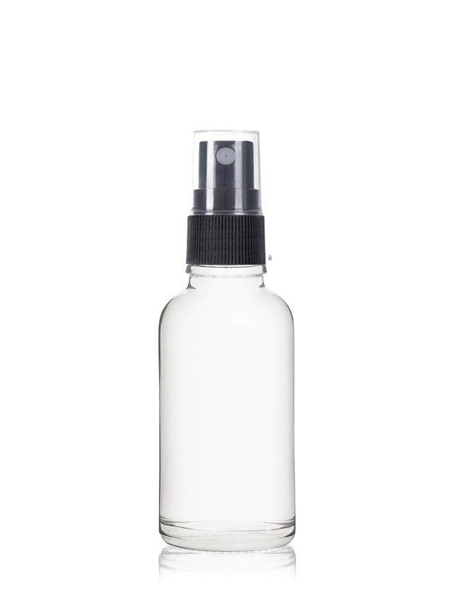 Vaporisateur verre transparent 30 ml avec spray noir