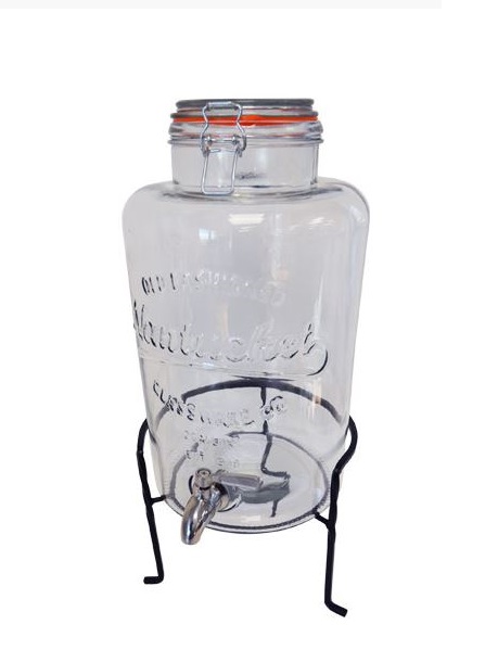 ALV - Fontaine en verre pour liquide 8,5 L + socle + robinet Inox
