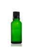 Flacon verre vert 100 ml avec bouchon Bouchage (DIN18) : Noir avec Bague Jointée Inviolable