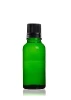 Flacon verre vert 100 ml avec bouchon Bouchage (DIN18) : Noir avec Bague Jointée Inviolable