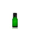 Flacon verre vert 10 ml avec bouchon Bouchage (DIN18) : Noir avec Bague Jointée Inviolable