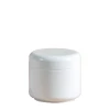 Pot en PP 50 ml blanc arrondi à simple coque avec couvercle blanc - au comptoir des flacons