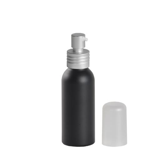 Flacon aluminium 100 ml noir mat avec spray crème - au comptoir des flacons
