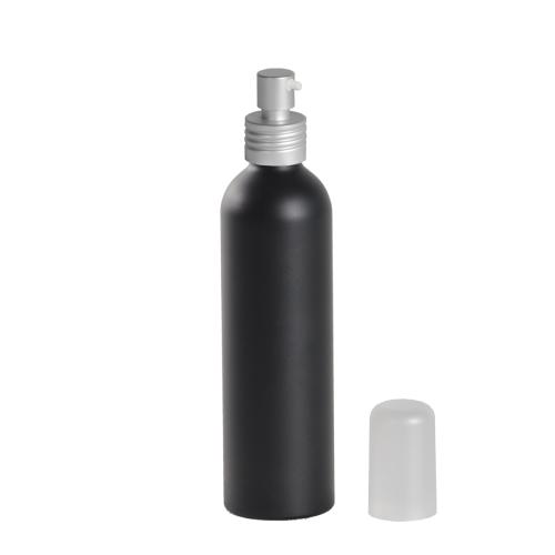 Flacon aluminium 250 ml noir mat avec spray crème - au comptoir des flacons