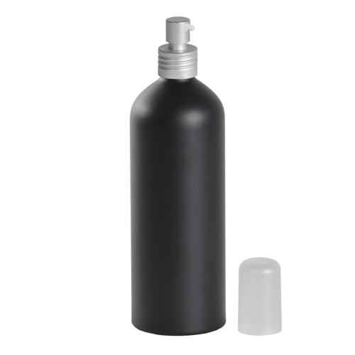 Flacon aluminium 500 ml noir mat avec spray crème - au comptoir des flacons
