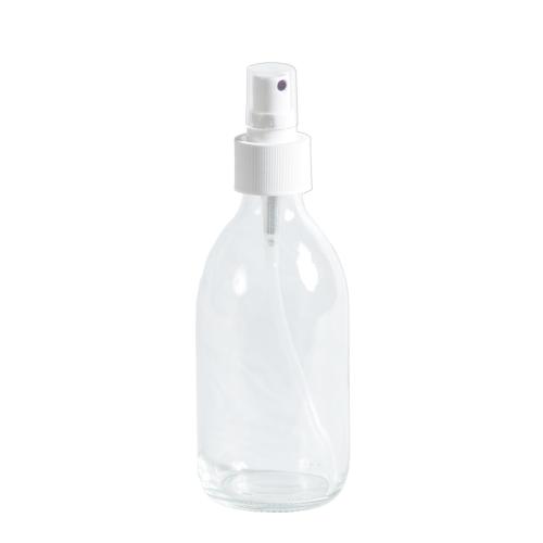 Flacon verre transparent 250 ml avec spray crème blanc - au comptoir des flacons
