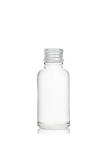 Flacon verre transparent 30 ml avec bouchon aluminium - au comptoir des flacons