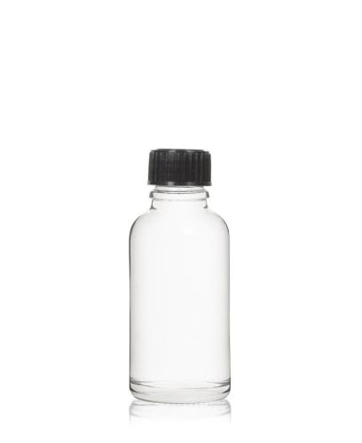 Flacon verre transparent 30 ml bouchon noir - au comptoir des flacons