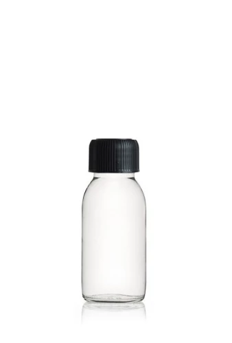 Flacon verre transparent 60 ml avec bouchon noir - au comptoir des flacons