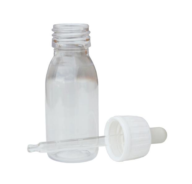 Flacon verre transparent 60 ml avec pipette compte-goutte
