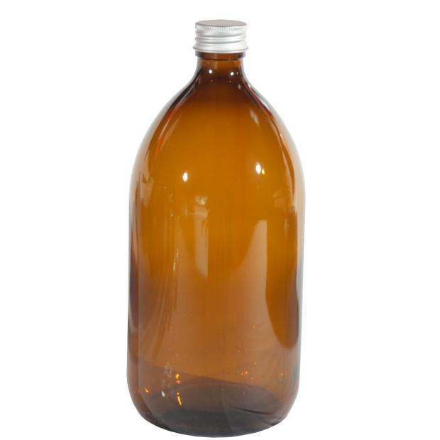 Flacon verre ambré 1000 ml avec pompe crème noire