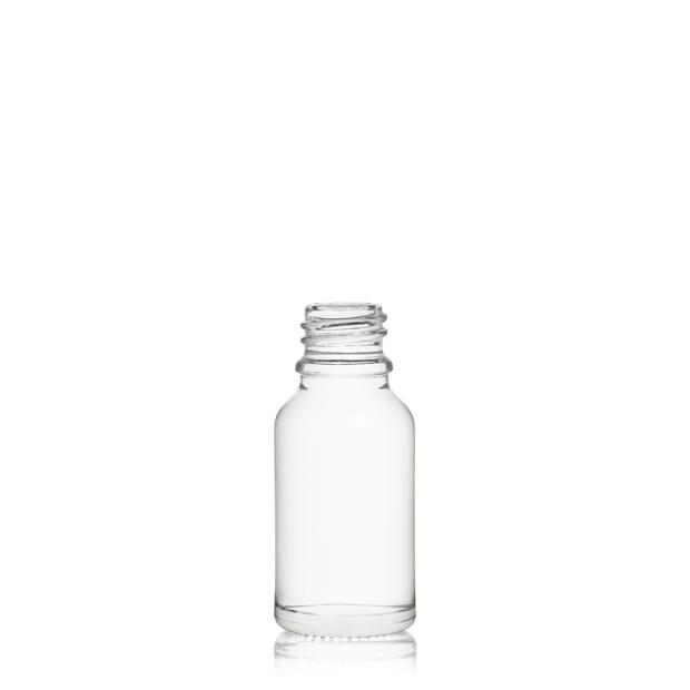 Flacon bouillotte verre transparent 15 ml avec bouchon blanc